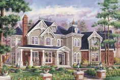 this is an artist's rendering of the victorian style house in which there are many windows