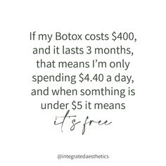 Girl math 💁🏻‍♀️ .  .  .  .  .  #botoxjokes #botoxmemes #injectormemes #wrinklememes #funnyquote #botox #botoxinjections #botoxinjector #xeomin #dysport #wrinklerelaxer #expertinjector #boardcertified #wrinklereducers #wrinklerelaxers #houstonbotox #springtxbotox #springbotox #integratedaesthetics #springtexas #thewoodlands #springtx #thewoodlandstx #aestheticmedicine #medspa #springtxmedspa #aesthetics #houstonmedspa #medspahouston #injectorhumor Botox Captions, Botox Marketing Ideas, Med Spa Quotes, Botox Anatomy, Medspa Quotes, Botox Parties, Medspa Aesthetic, Botox Funny, Botox Aesthetic