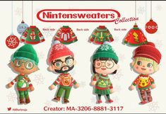 an advertisement for nintendo's christmas collection featuring children wearing hats and sweaters, with snowflakes hanging from the ceiling