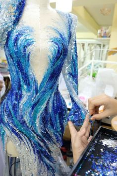 Ride The Wave Theme Dress, Water Dress Design, Water Costume Ideas, Water Inspired Fashion, Water Inspired Dress, Water Themed Dress, Water Inspired Outfits, Water Gown, Ocean Inspired Outfits