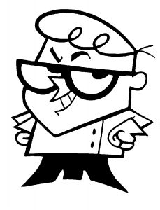 a black and white drawing of a cartoon character holding a piece of paper in his hand