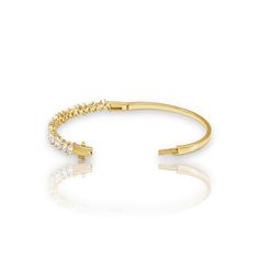 Product Info: Made with 14k Gold 4 1/5 ctw Lab-Grown Marquise Diamonds Primary Stone Size: 5.5 x 2.8 mm Bracelet Size: 7in 14k Gold Prong-set Tennis Bangle Bracelet, 14k Gold Prong Set Tennis Bangle Bracelet, 14k Gold Bangle Bracelet With Prong Setting, Marquise Diamond, Fine Jewelry Collection, Gold Collection, Elevate Your Look, Conflict Free Diamonds, Stackable Rings