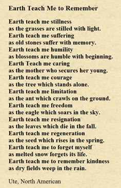 an old book page with the words earth teach me to remember, and some type of poem