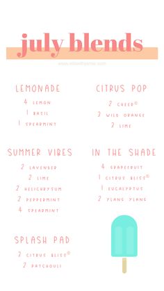 July Diffuser Blends, Summer Essential Oils, Homemade Moisturizer