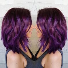 Purple Plunge by @masey.cheveux #hotonbeauty Short Purple Hair, Short Ombre Hair, Hair Color Purple, Short Hair Color, Grunge Hair, Hair Today, Hair Dos