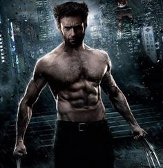 the wolverine movie poster with hugh jackman on it's chest and his shirtless torso