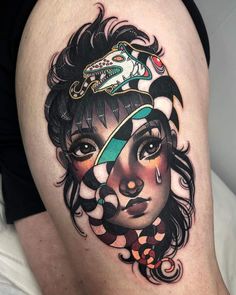 Edward Scissorhands Tattoo, Beetlejuice Tattoo, Halloween Tattoos Sleeve, Face Tattoos For Women, Pretty Tattoos For Women, Tatuaje A Color, Halloween Tattoos, White Tattoo