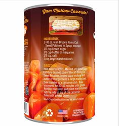 an open can of orange marmallow casserole