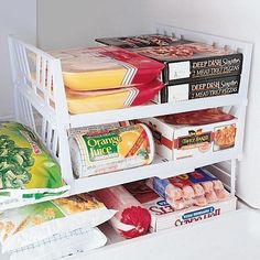 an organized pantry filled with food and condiments