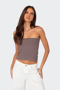 Online only! This Edikted tube top is a must-have for your wardrobe. With its comfortable fabric and striped detailing, it's the perfect balance of comfort and style.


	Tube top
	Striped pattern
	Cotton, Polyester, Spandex
	Model wears size S
	Model height is 5'7
	Item care: Wash with similar color Striped Tube Top For Spring, Striped Bandeau Tube Top For Summer, Fitted Striped Strapless Top, Fitted Strapless Striped Top, Fitted Tank Top With Contrast Stripes For Spring, Trendy Fitted Tops With Contrast Stripes, Fitted Striped Bandeau Top, Fitted Top With Contrast Stripes For Summer, Fitted Spring Tops With Contrast Stripes