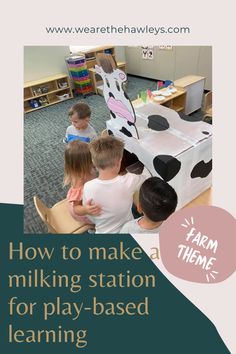 how to make a milking station for play-based learning. make a pretend cow for milking. Pretend Milking A Cow, Preschool Farm Dramatic Play Area, Milking The Cow Activity, Milk A Cow Activity For Kids, Diy Cow Milk Station, Milk The Cow Preschool Activity, Cow Milking Activity For Kids, Milking Cow Activity, Milking Cow Activity Preschool