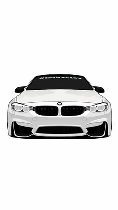 the front view of a white bmw car