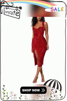 Red Sequin Split Bodycon Party Dress Bodycon Party Dress, Party Dress Women, Dresses Sequin, Sequin Dresses, Red Sequin, Bodycon Dress Parties, Event Dresses, Women Dresses, Women's Fashion Dresses