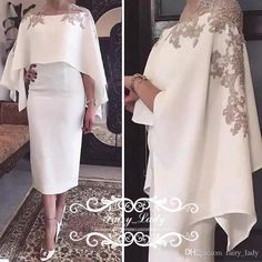 Never miss the chance to get the best mother of the groom dresses in plus sizes,mother of the groom dresses onlineand mothers bride dresses plus size on DHgate.com. The cheap 2018 cape shawl half sleeves mother of the bride dresses with appliques white tea length sheath cocktail dress formal evening for women is for sale in fairy_lady and buy it now! Wedding Guest Gowns, Prom Dresses 2018, 파티 드레스, Satin Cocktail Dress, Short Women Fashion, Womens Prom Dresses, Evening Gown Dresses, Dress Sleeve Styles, فستان سهرة