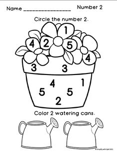 a coloring page with numbers and flowers in the pot