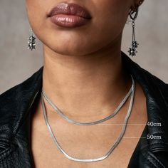 The perfect adornment for any occasion, this sterling silver herringbone chain is finished with a handcrafted moon clasp.The chain can be lengthened by up to 5cm using the sizing rings. Herringbone Chain, Pendant Bracelet, Chain Pendants, Ring Necklace, Herringbone, Heavy Metal, Chains Necklace, The Chain, Sale Items