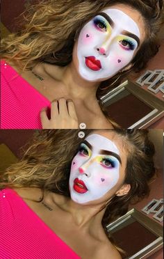 Clown Core, White Face, Girls Wear, Halloween Face Makeup, Casual Outfits, Makeup, White, Art