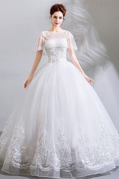 Buy Special Lace Trim White Ball Gown Wedding Dress With Sheer Neckline at wholesale price online. Free shipping and pro custom service since 2009. Full-length Tulle Wedding Dress, Full Length Tulle Wedding Dress, Lace Ball Gown With Sweep Train For Banquet, Lace Gown With Sweep Train For Debutante Ball, Ball Gown Wedding Dress With Sweep Train For Banquet, Lace Ball Gown For Banquet, Wedding Full-length Tulle Gown, Lace Bridal Ball Gown With Sweep Train, Ceremony Ball Gown With Lace Bodice