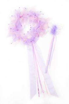 Every fairy princess needs a bit of glitter and sparkle, and this magical halo and wand will add just that! One Size Fits Most Made with a flexible headband to allow for a comfortable fit on a variety of sizes Wrapped in sheer light pink and lilac ribbons that are adorned with sparkling gems Matching wand with a thick ribbon wrapped handle, with a heat seal butterfly for the final touch Collect all the colors to complete the set ⚠️WARNING: CHOKING HAZARD 》 ⚠️WARNING: CHOKING HAZARD - For the saf Fairy Halo, Lilac Fairy, Ribbon Wrap, Fairy Princess, Fairy Princesses, Lilac Color, Fairy Dress, Celebration Of Life, Free Giveaway