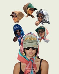 We love, love, love a trend that most people can find in their own (or Pop’s) closet! So; dig through your cap collection and wrap that scarf around. And don't forget the essential sunglasses! 🧢  Follow @thesundaystyleclub for more trends, styles and inspo ☕️  scarfovercap  caps  scarf  style  trends  scarfcap  summer2024 Rihanna Hailey Bieber Bandana And Sunglasses, Scarf With Cap Style, Hailey Bieber Cap, Scarf And Cap Outfit, Trending Styles 2024, Hailey Bieber Scarf, Fashion Inspo 2024