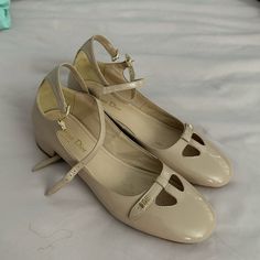 Patent Calfskin Aime Ballet Flats. Yellow Ballet Flats, Dior Cream, Cream Flats, Dior Shoes, Flat Shoes, Flat Shoes Women, Ballet Flats, Loafer Flats, Calf Skin