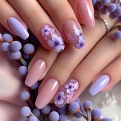 Lilac Nails Design, Lilac Nails, Floral Nail Designs, Nails Green, Green Spring, Nail Designs Spring, Chic Nails, Fancy Nails