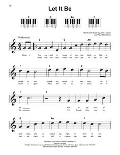 sheet music with the words let it be