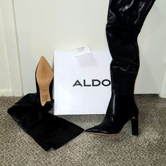 Black Leather Upper Boots Brand New Box Included. Aldo Over The Knee Boots, Tan Knee High Boots, Aldo Boots, Sock Ankle Boots, Snakeskin Boots, Tall Leather Boots, Black Leather Ankle Boots, Knee High Leather Boots, Aldo Shoes