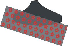 an image of a piece of fabric with red flowers on it and a black top