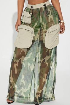 This women's camo mesh long skirt is a statement piece. Pair it with a super cute top, pumps or boots for a fashion forward look. Description: Sheer camouflage maxi skirt, big pockets cargo long skirt Fabric Contents 95% polyester Weight0.6 lb Mesh Maxi Skirt, Pocket Stitching, Camo Skirt, Womens Camo, Long Maxi Skirts, Camouflage Print, African Lace, Cargo Skirt, Mesh Skirt