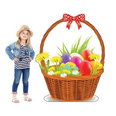 Perfect decoration or prop for any Easter or spring event. Easy to set up, this Easter Basket Cardboard Standup features a single-sided high-quality print on cardboard with an easel on the back so it can stand on its own. Cardboard cutouts make great decor for parties, photo ops, and events. Order yours today. Advanced Graphics | Advanced Graphics Easter Basket Cardboard Standup 57.0 H x 45.0 W x 1.0 D in Red / Green | 4' 9" H X 3' 9" W X 1" D | Wayfair Cardboard Standup, Life Size Cutouts, Cardboard Cutouts, Spring Event, Game Room Furniture, Easter Basket, Easter Baskets, Duvet Comforters, Room Furniture