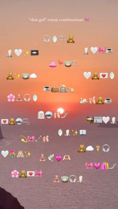 the sun is setting and there are many different icons