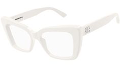 Balenciaga glasses model BB0297O from Everyday eyewear line, color code 003 shiny solid ivory recycled acetate butterfly frame shape with shiny white temple. Balenciaga Glasses, Glasses Model, White Balenciaga, White Temple, Chloe Kids, Butterfly Frame, Color Code, Instagram Followers, Face Shapes