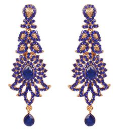 PRICES MAY VARY. Touchstone "Hollywood Glamour Oscar Collection" Extra Long Chandelier Earrings Indian Attractive Paisley Motif Filigree Blue Rhinestones Designer Bridal Jewelry In Antique Gold Tone For Women. EXTRA LONG EARRINGS. Length 3.5 inches SPECIFICATIONS : Earring weight (single) 14 gms. Earring length 3.50 inches. Earring width1 inch. This is in a special dark gold plating to recreate the look of antique jewelry. BRAND : Touchstone is the Premium Fashion Jewelry Brand Of India since 20 Festive Blue Chandelier Earrings For Party, Blue Bollywood Bridal Earrings For Party, Ornate Blue Earrings For Formal Occasions, Traditional Luxury Blue Chandelier Earrings, Luxury Blue Drop Chandelier Earrings, Blue Ornate Dangle Earrings, Vintage Blue Dangle Chandelier Earrings, Extra Long Earrings, Heritage Jewellery