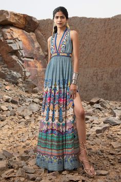 Shop for these amazing collections of Blue Viscose Printed Geometric V Neck Tile Florid Maxi Dress For Women by Bhanuni By Jyoti online at Aza Fashions. Sky Blue Maxi Dress, Lace Neck, Maxi Dress For Women, Blue Maxi Dress, Maxi Dress Online, Blue Maxi, Maxi Dress Blue, Printed Maxi, Dress For Women