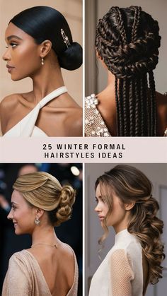 Elevate your winter look with 25 cute and easy formal hairstyles for 2025, featuring styles for long, short, and medium hair. Whether you’re looking for a formal updo, a sleek ponytail, or playful braids, these hairstyles are perfect for black hair and anyone seeking a chic, polished look. Curly hair can be styled into soft curls or voluminous updos, while straight hair works well with sleek styles like half-updos or braided ponytails. Black Formal Hairstyles, Half Up Half Down Formal Hair, Soft Updo Hairstyles, Wedding Easy Hairstyles, Hairstyle For Formal, Winter Formal Hairstyles, Long Ponytail Hairstyles, Glamorous Curls, Formal Updo