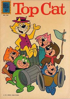 an old comic book with cartoon cats on it's front cover and the title top cat written by hanna - barbera