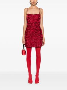 Blumarine 3D-detail Mini Dress - Farfetch Blumarine Dress, Mini Dress Red, Wardrobe Edit, City Dress, Red Dresses, Dresses 2020, Exclusive Fashion, Red Mini Dress, Dress Red