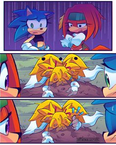 sonic the hedgehog and his friends are talking to each other in this comic strip