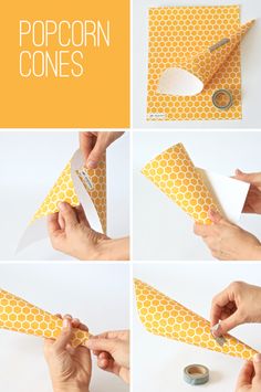 how to make popcorn cones out of construction paper and duct tape with this step - by - step instructions