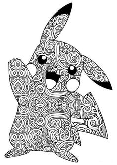 a black and white drawing of a rabbit with swirls on it's body