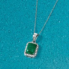 Ross-Simons - 1.60ct Emerald, .16ct t. w. Diamond Pendant Necklace in 14kt White Gold. 20". An RS exclusive. Treat yourself to a gorgeous gemstone and dazzling diamonds. This pendant necklace showcases a 1.60 carat emerald illuminated by .16 ct. t. w. round brilliant-cut diamonds in polished 14kt white gold. Suspends from a cable chain. Springring clasp, diamond and emerald pendant necklace. Emerald birthstones are the perfect gift for May birthdays. Emerald Pendant Necklace, Emerald Necklace Pendant, Necklace Emerald, Emerald Birthstone, Fine Jewelery, Emerald Pendant, Emerald Necklace, Diamond Pendant Necklace, Round Brilliant Cut Diamond