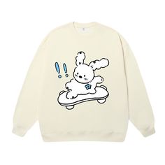 Skateboard Culture, Bunny Sweatshirt, Playful Colors, Warm Fabric, Adorable Bunny, Free Socks, Free Bracelet, Winter Layering, Fashion App