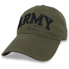 The Army Arch washed twill hat with details you won’t find anywhere else is built to last. Oh yeah, and with just the right wash and the perfect fit!100% Cotton twillUnstructured low profile fitOne size fits mostFull top-stitching, self-fabric sweatband and tapingAdjustable fabric strap with antique brass slide bucklePremium hi-density visor boardEmbroidered "Army" arched on front with 3D letters Military Style Snapback Baseball Cap In Cotton, Military-style Cotton Snapback Hat, Military Cotton Snapback Hat, Military Style Cotton Snapback Hat, Green Military Cotton Hat, Khaki Military Hats For Streetwear, Green Cotton Military Hat, Military Style Khaki Cotton Baseball Cap, Khaki Cotton Military Baseball Cap