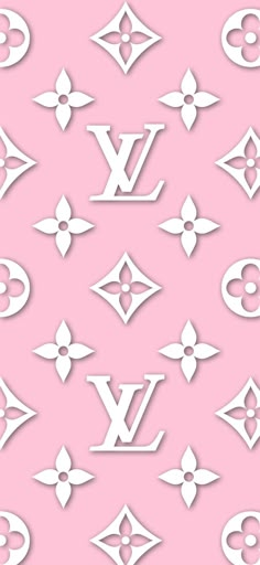 a pink background with white louis vuitton symbols