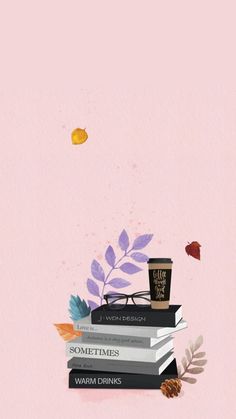 a stack of books sitting on top of each other next to a cup of coffee