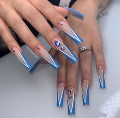 Island Locs, Quinceanera Nails, Long Acrylic Nail Designs, Diy Acrylic Nails, Lavender Nails, Blue Acrylic Nails, Polygel Nails, Classy Acrylic Nails, Long Acrylic Nails Coffin