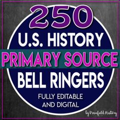 the logo for the us history primary source bell ringers, which is also available in digital