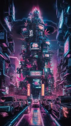 Wallpaper für iPhone / Android 🏙️ Cyberpunk Stadt, 🌿 Neon Cannabis Blätter, �🌌 futuristischer Hintergrund, 🌃 leuchtende Farben, 🎆 Sci-Fi Szene, Luxus, 4K-Bild, Sperrbildschirm, digitale Kunst für dein Handy #growmind #wallpaper #cyberpunk #cannabiswallpaper #lockscreen #scifi Cyberpunk Flower, City Wallpaper 4k, City Wallpaper, Wallpaper 4k, Sci Fi, Neon, Iphone, Flowers