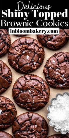 chocolate brownie cookies with white sprinkles and powdered sugar on top